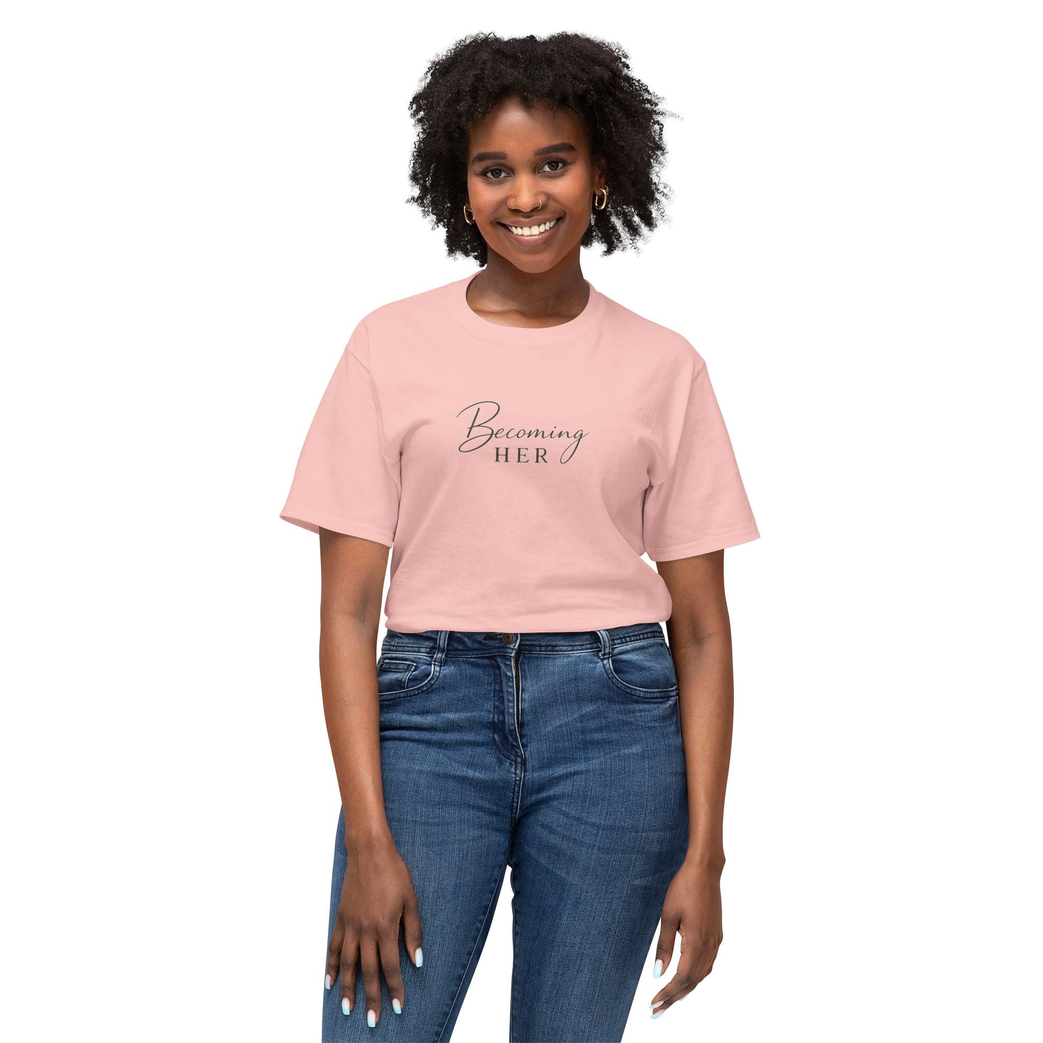 Becoming Her T-Shirt — Minimal Script Inspirational Tee